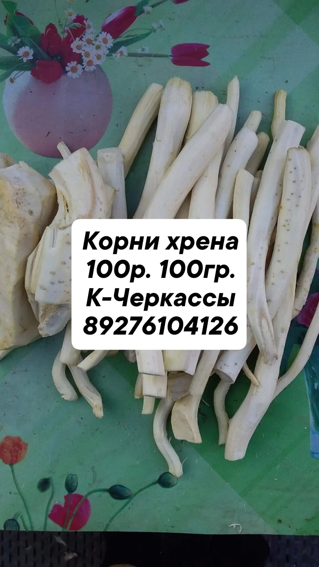 Сорокодневка, чеснок чищенный, корни хрена